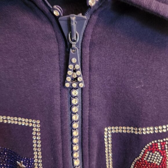 New England Sports Lover's Dream Navy Rhinestone Full Zip Sweatshirt Size 1X - Picture 4 of 9